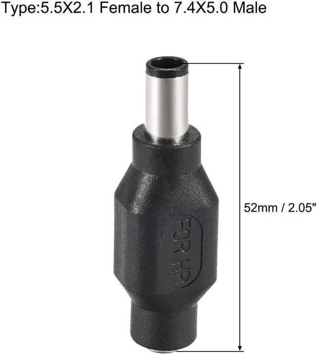 Alt view image 2 of 3 - 2pcs DC Power Adapter,Female 5.5mmx2.1mm to 7.4mmx5.0mm Male Plug Tips, Input DC Plug Connector with Resistance Black