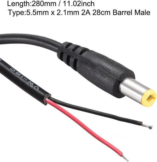 Alt view image 2 of 3 - 5pcs DC Power 5.5mm x 2.1mm 2A 28cm Barrel Male Plug Connector Pigtail