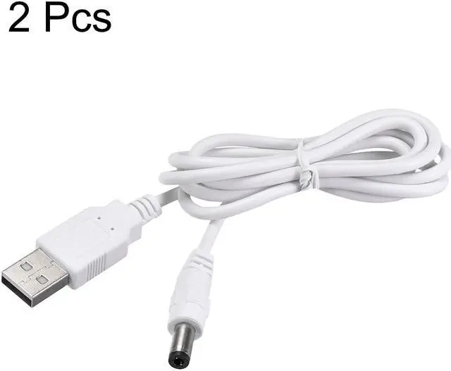 Alt view image 3 of 3 - 2pcs 1M DC Male Power Supply 5.5x2.5mm Adapter to USB Plug Male Cable White