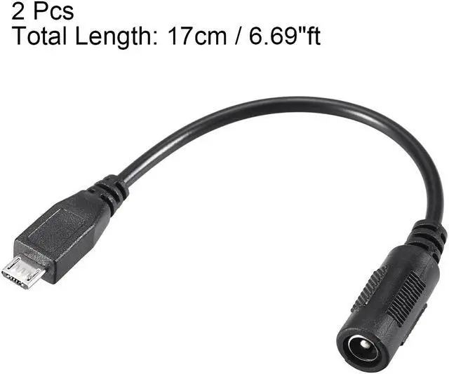 Alt view image 3 of 3 - 17cm DC Female Power Supply 5.5x2.1mm Adapter to Micro USB Plug Male Cable 2pcs