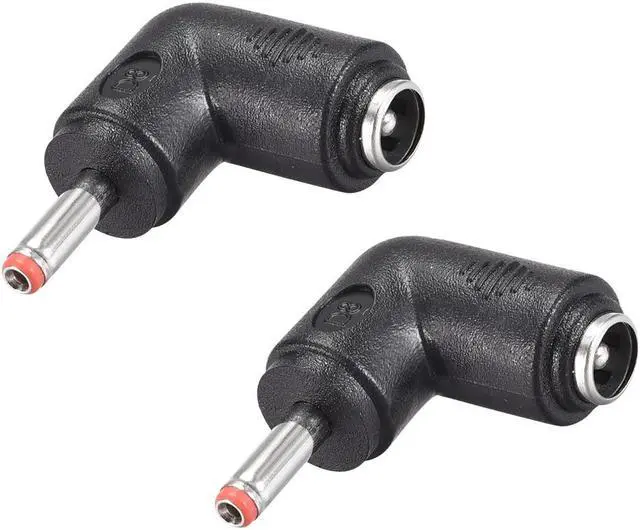 Main image of 2Pcs DC Power Adapter,90 Degree Right Angle,Female 5.5mmx2.1mm to 3.5mmx1.35mm Male Plug Tips, Input DC Plug Connector Red