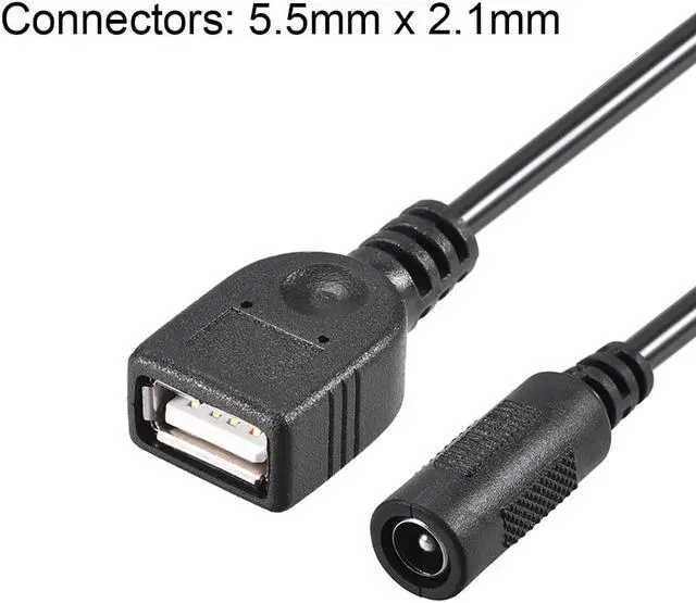 Alt view image 2 of 3 - 12cm DC Female Power Supply 5.5x2.1mm Adapter to USB Plug Female Cable