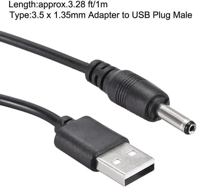 Alt view image 2 of 3 - 1M DC Male Power Supply 3.5 x 1.35mm Adapter to USB Plug Male Cable
