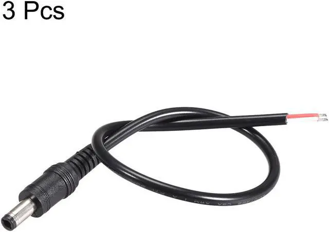 Alt view image 3 of 3 - 3pcs DC Power 5.5mm x 2.5mm 4A 30cm Barrel Male Plug Connector Pigtail