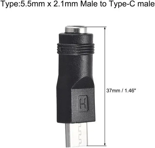Alt view image 2 of 3 - 2pcs DC Power Converter 5.5mm x 2.1mm Male to Type-C Adapter Connector