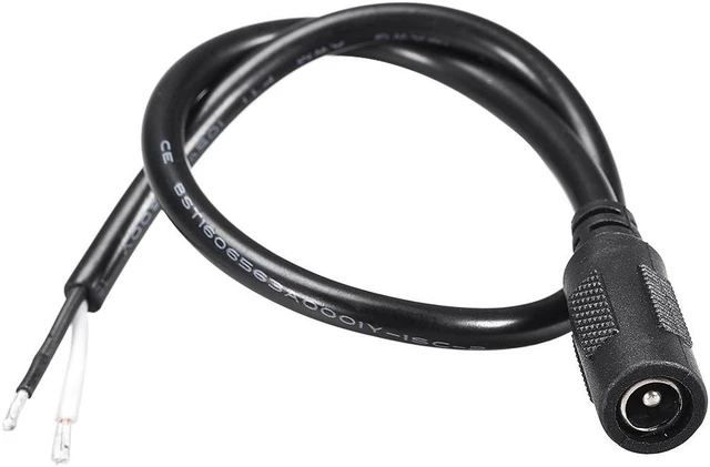 Main image of DC Power 5.5mm x 2.1mm 10A 18AWG 30cm Length Barrel Female Plug Connector Pigtail 2pcs
