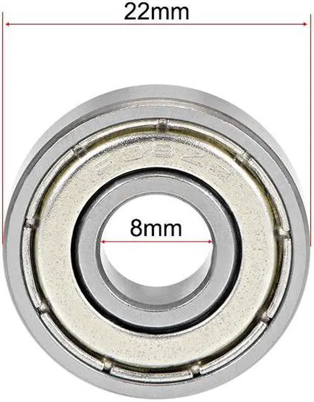 Alt view image 4 of 4 - 608ZZ Deep Groove Ball Bearings 8mm x 22mm x 7mm Double Shielded Chrome Steel Z2 2pcs