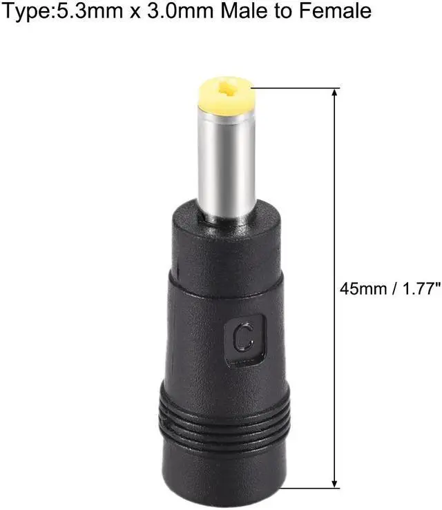 Alt view image 2 of 3 - 5pcs DC Power Adapter,Female 5.5mmx2.1mm to 5.5mmx2.5mm Male Plug Tips, Input DC Plug Connector Yellow