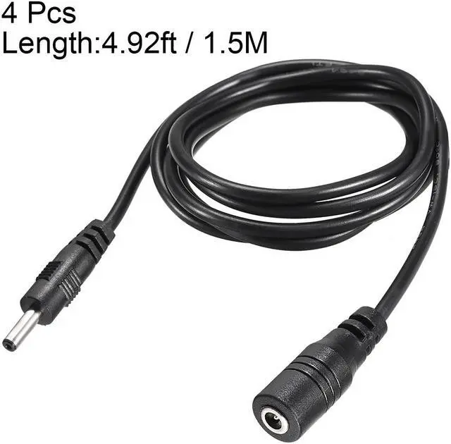 Alt view image 3 of 3 - Power Extension Cable 4.92ft 1.5M 1.35mm x 3.5mm Compatible with Adapter Cord 4pcs