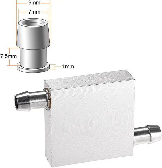 Alt view image 2 of 3 - Aluminum Water Cooling Block 40x40mm Polished Heatsink with Nozzle on Two Side for PC Computer CPU Graphics Radiator