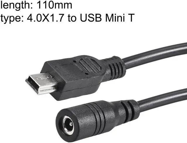 Alt view image 2 of 3 - 2pcs 11cm DC Female Power Supply 4.0x1.7mm Adapter to Mini USB Plug Male Cable