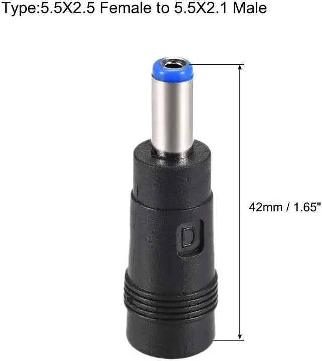 Alt view image 2 of 3 - 2pcs DC Power Adapter,Female 5.5mmx2.5mm to 5.5mmx2.1mm Male Plug Tips, Input DC Plug Connector Blue