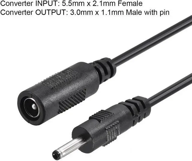 Alt view image 2 of 3 - Tip Adapter Connector Converter 5.5x2.1mm to 3.0x1.1mm 20cm DC Power Connect 2pcs