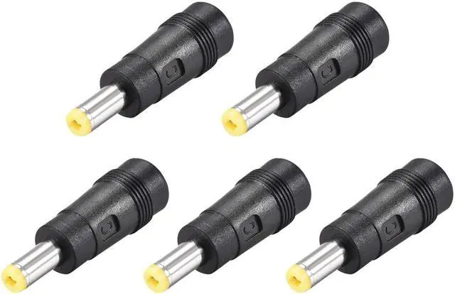 Main image of 5pcs DC Power Adapter,Female 5.5mmx2.1mm to 5.5mmx2.5mm Male Plug Tips, Input DC Plug Connector Yellow