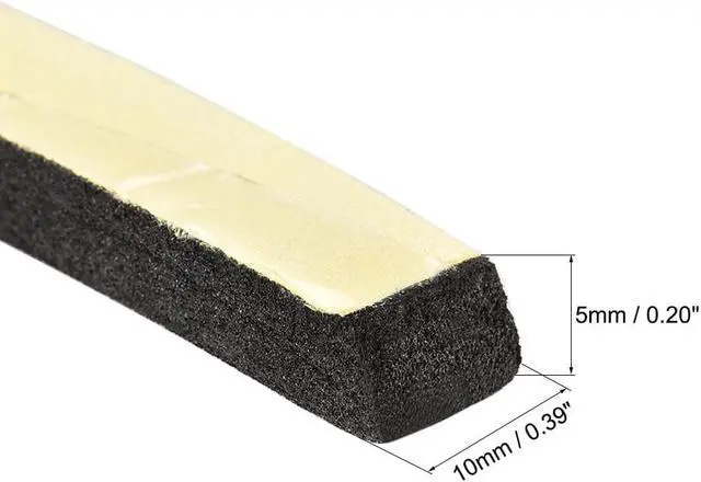 Alt view image 2 of 3 - Sponge Tape, EVA Single Sided Sealing Foam Tape, 3 Meters Length, 10mm Width, 5mm Thick, Black