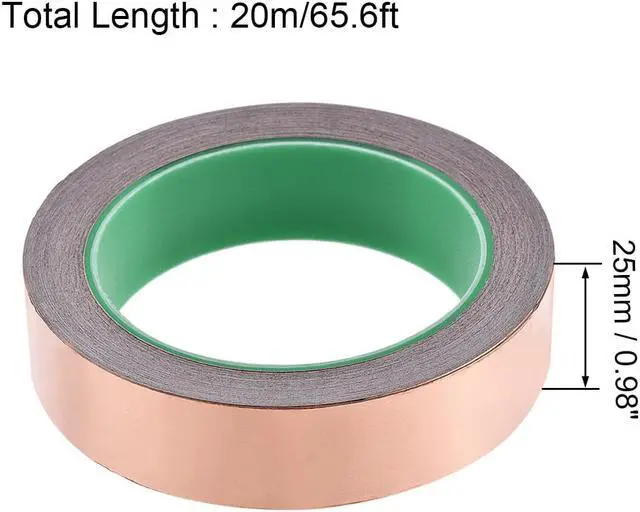 Alt view image 2 of 4 - 25mm Copper Foil Tape Shielding Tape for EMI EMF and RFI Shielding Conductive Adhesive Tape 20m/65.6ft
