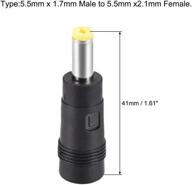 Alt view image 2 of 3 - 4pcs  DC Power Adapter,Female 5.5mmx2.1mm to 5.5mmx1.7mm Male Plug Tips, Input DC Plug Connector Yellow