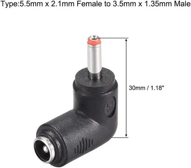 Alt view image 2 of 3 - 6Pcs DC Power Adapter,90 Degree Right Angle,Female 5.5mmx2.1mm to 3.5mmx1.35mm Male Plug Tips, Input DC Plug Connector Red