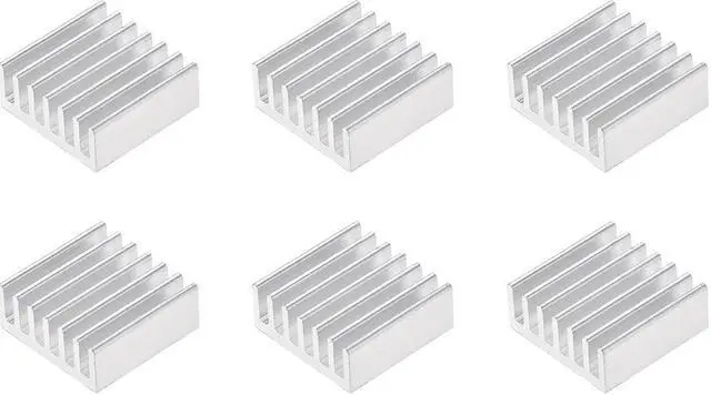 Main image of 6x14x14mm Silver Tone Aluminum Heatsink Thermal Adhesive Pad Cooler for Cooling 3D Printers 6Pcs