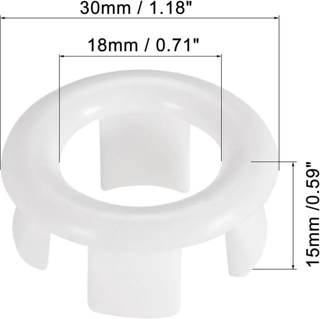 Alt view image 2 of 5 - Sink Basin Trim Overflow Cover Insert in Hole Ring Covers Caps White 12pcs