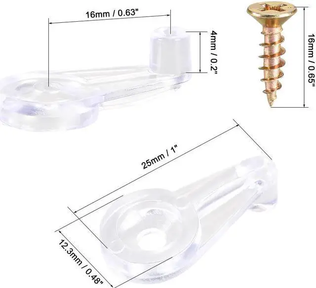 Alt view image 3 of 5 - Glass Retainer Clips Kit , 1inch Cabinet Glass Door Clips Holder with Screws for Cabinet Door , Windows , Mirrors , 20Set