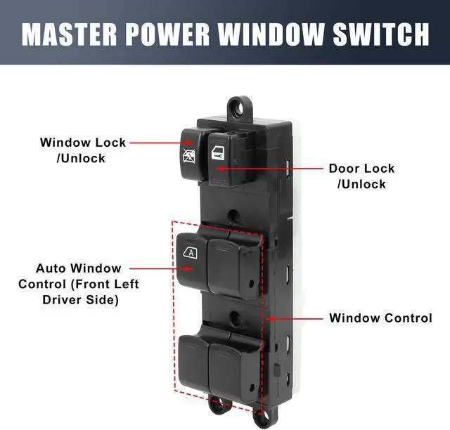 Alt view image 3 of 6 - 25401-ED500 Power Window Switch Front Driver Left Side for Nissan Versa 2007-2009