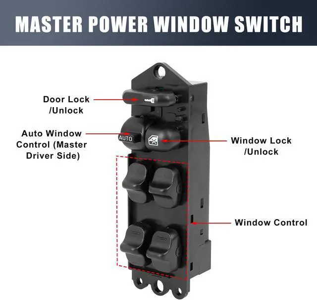 Alt view image 3 of 6 - 25401-1E400 25401-1E401 Power Window Switch Front Driver Left Side for Nissan Altima 1993-1994