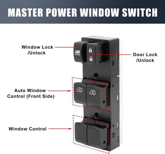 Alt view image 3 of 6 - 25401-1AA5D Power Window Switch Front Driver Left Side for Nissan