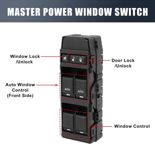 Alt view image 3 of 6 - 04602781AA Power Window Switch Front Driver Left Side for Ram for Jeep for Dodge