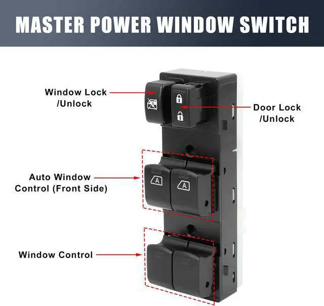 Alt view image 3 of 6 - 25401-JA01B Power Window Switch Front Driver Left Side for Nissan Altima 2007-2011