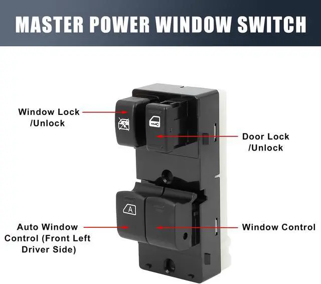 Alt view image 3 of 6 - 25401-EA002 Power Window Switch Front Driver Left Side for Nissan Frontier 2005-2007