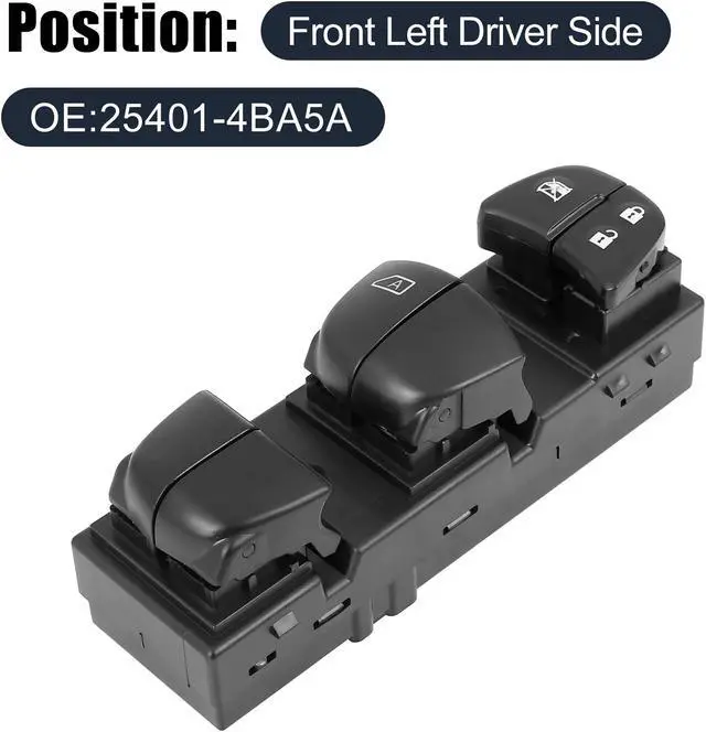 Alt view image 2 of 6 - 25401-4BA5A Power Window Switch Front Driver Left Side for Nissan Rogue 2014-2016