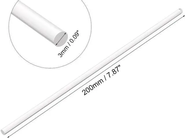 Alt view image 7 of 7 - 3mmx200mm Transparent Clear Solid Acrylic Round Rod PMMA Bar 4pcs