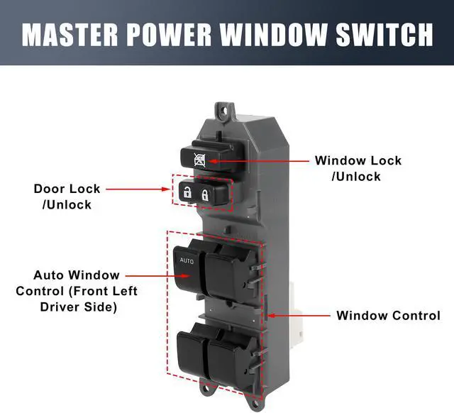 Alt view image 3 of 7 - 84820-12520 Power Door Window Switch Front Driver Left Side for Toyota RAV4 2006-2012