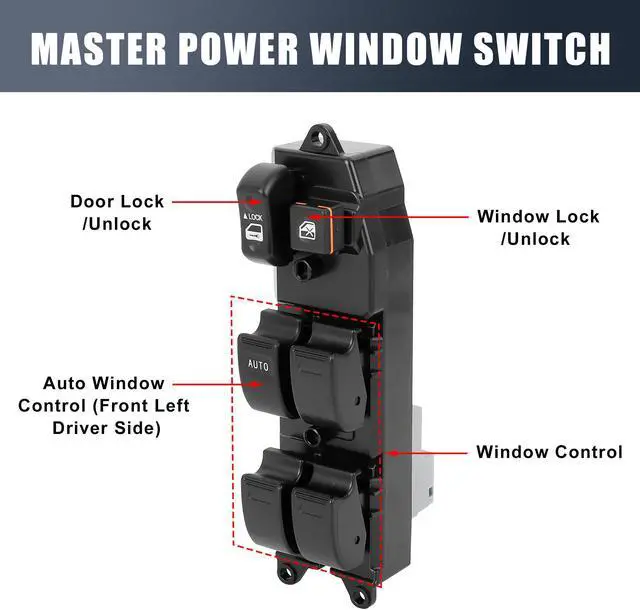Alt view image 3 of 7 - 84820-0K100 Power Door Window Switch Front Driver Left Side for Toyota Hilux 2004-2009