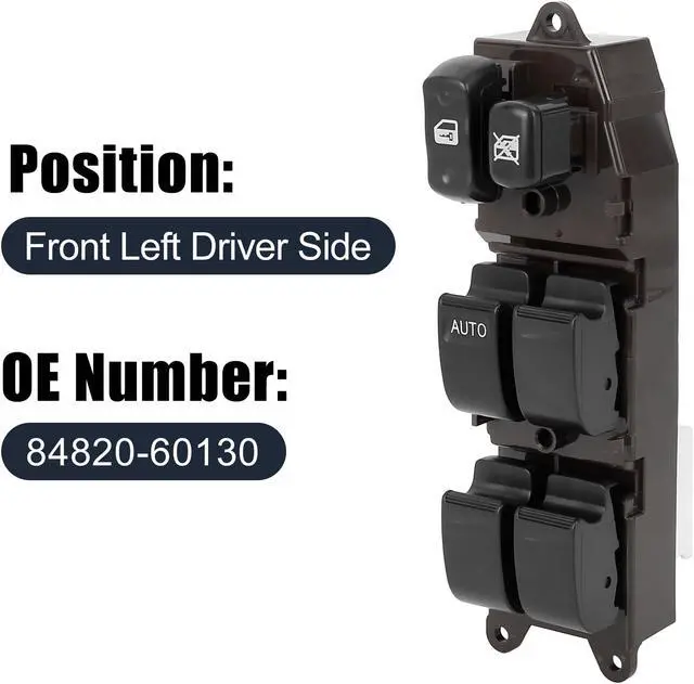 Alt view image 2 of 7 - 84820-60130 Power Door Window Switch Front Driver Left Side for Toyota Land Cruiser 1998-2002