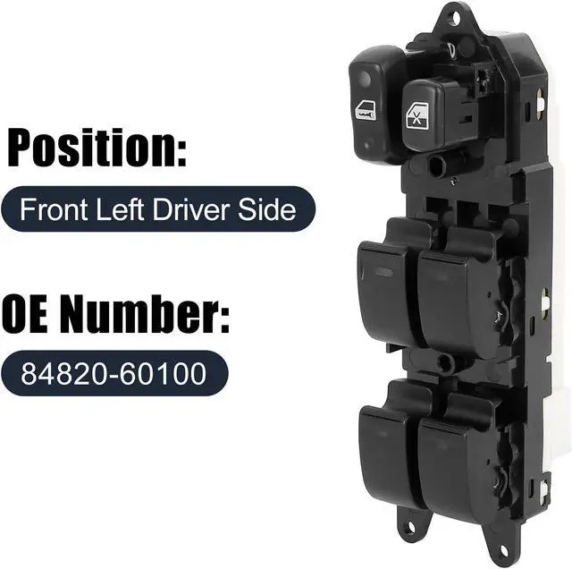 Alt view image 2 of 7 - 84820-60100 Power Door Window Switch Front Driver Left Side for Lexus LX470 1998-2002