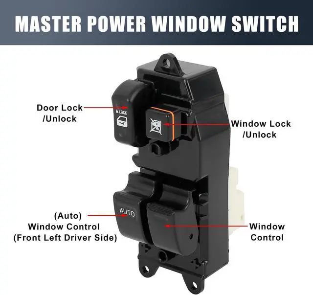 Alt view image 3 of 7 - 84820-08020 Car Power Door Window Switch Front Driver Left Side Replacement for Toyota Sienna 2001-2003
