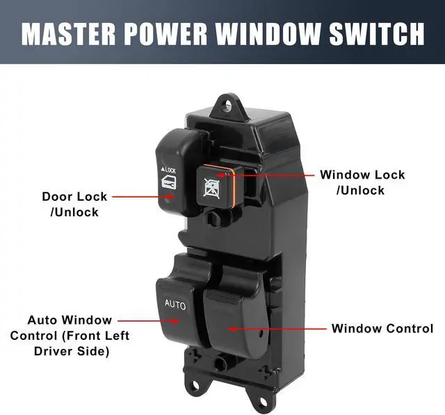 Alt view image 3 of 7 - 84820-35100 Power Door Window Switch Front Driver Left Side for Toyota FJ Cruiser 2007-2012