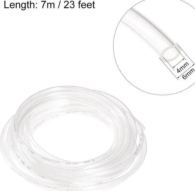 Alt view image 2 of 3 - Pneumatic Air Tubing, 6mm OD x 4mm ID 7m (275 Inch) PU Polyurethane Air Compressor Clear Tubing Hose Pipe
