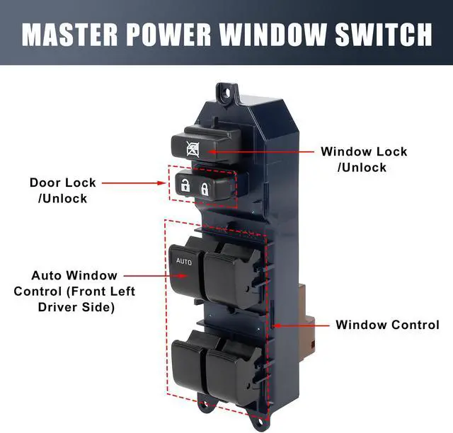Alt view image 3 of 7 - 84820-02240 Power Door Window Switch Front Driver Left Side for Toyota