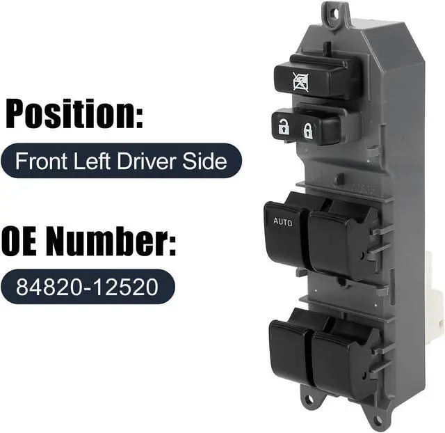 Alt view image 2 of 7 - 84820-12520 Power Door Window Switch Front Driver Left Side for Toyota RAV4 2006-2012
