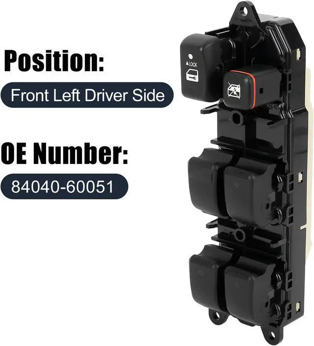 Alt view image 2 of 6 - 84040-60051 Car Power Door Window Switch Front Driver Left Side Replacement for Lexus GX470 2003-2009