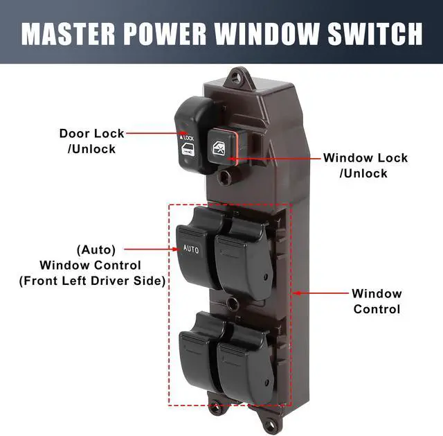 Alt view image 3 of 7 - 84820-04020 Car Power Door Window Switch Front Driver Left Side Replacement for Toyota Tacoma 2001-2004