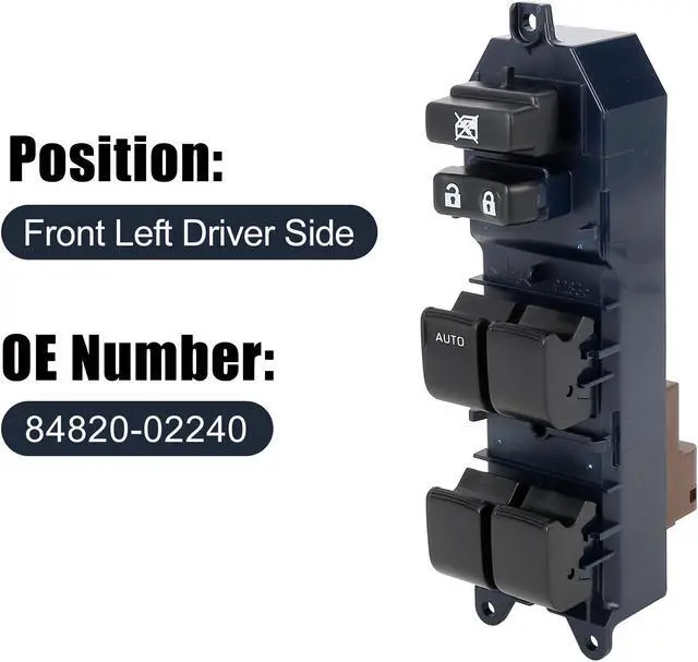 Alt view image 2 of 7 - 84820-02240 Power Door Window Switch Front Driver Left Side for Toyota