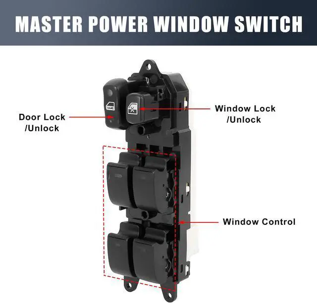 Alt view image 3 of 7 - 84820-60100 Power Door Window Switch Front Driver Left Side for Lexus LX470 1998-2002
