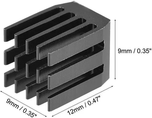 Alt view image 3 of 3 - Heatsink with Thermal Conductive Adhesive Tape 9 x 9 x 12mm Black 10pcs