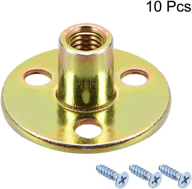 Alt view image 2 of 6 - M8x36x2.5mm Brad Hole Tee Nut Carbon Steel T-Nuts Furniture Hardware Flange Insert Female Thread with Screws 10pcs