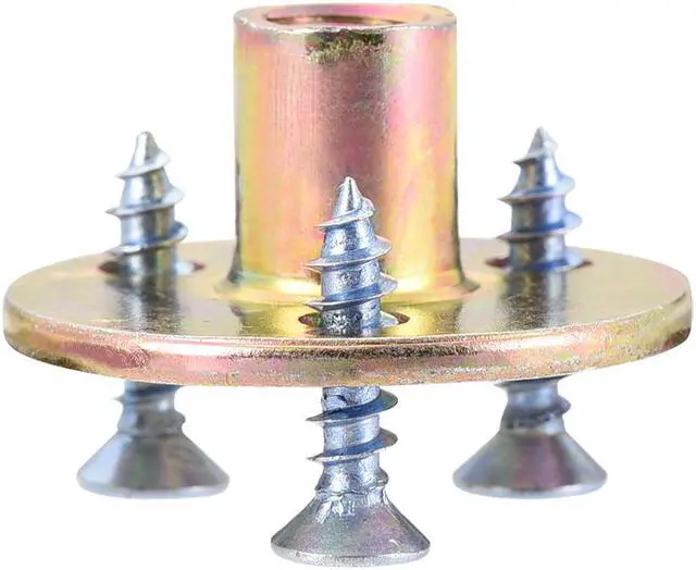 Alt view image 4 of 6 - M8x36x2.5mm Brad Hole Tee Nut Carbon Steel T-Nuts Furniture Hardware Flange Insert Female Thread with Screws 10pcs