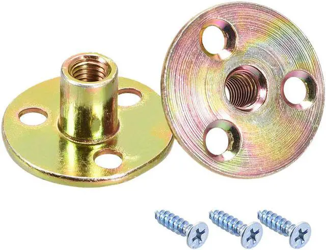 Main image of M8x36x2.5mm Brad Hole Tee Nut Carbon Steel T-Nuts Furniture Hardware Flange Insert Female Thread with Screws 10pcs